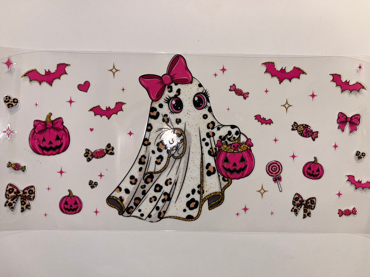 Leopard Ghost with Pink - Halloween