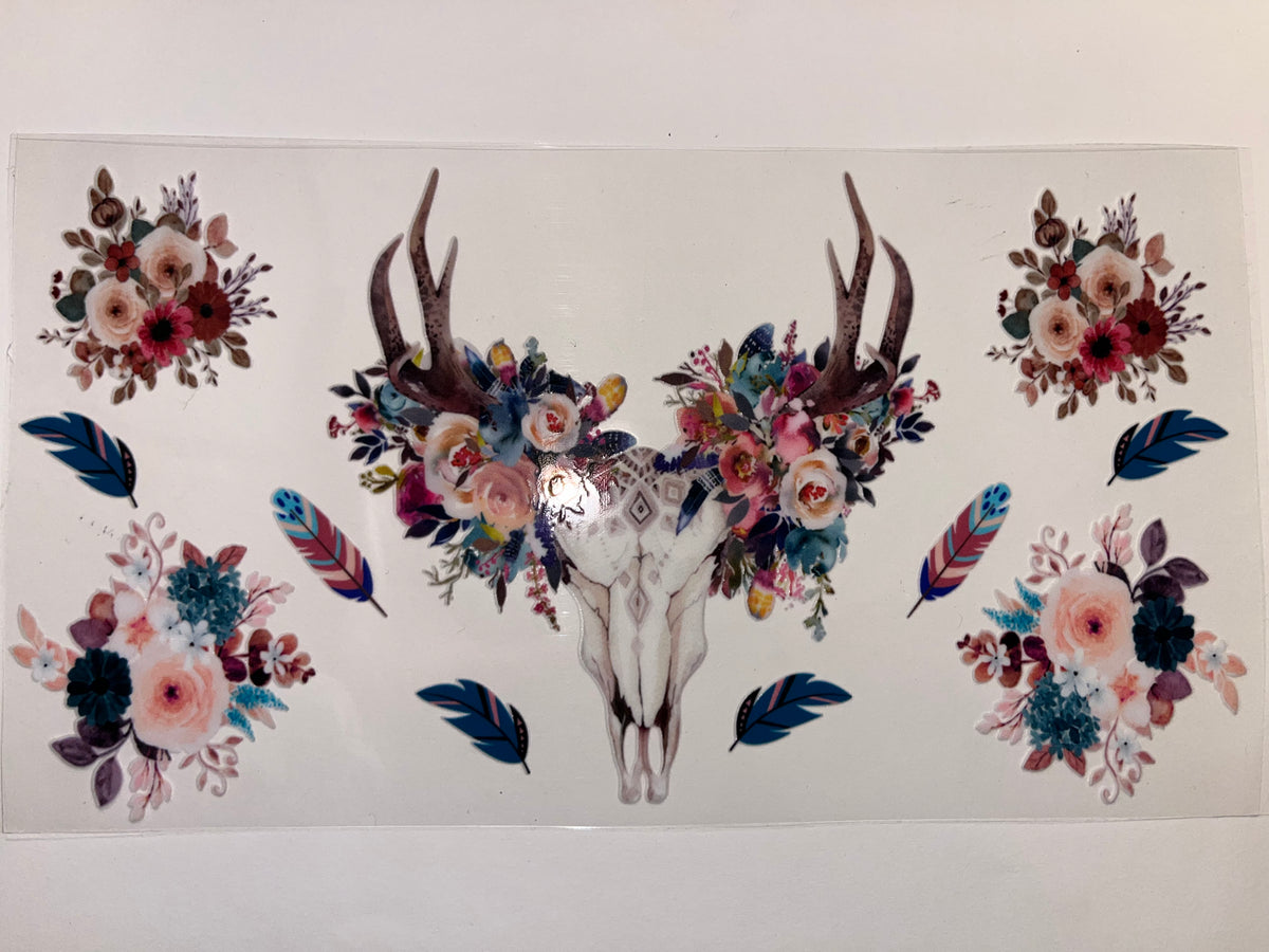 Bull Skull with Flowers - Western