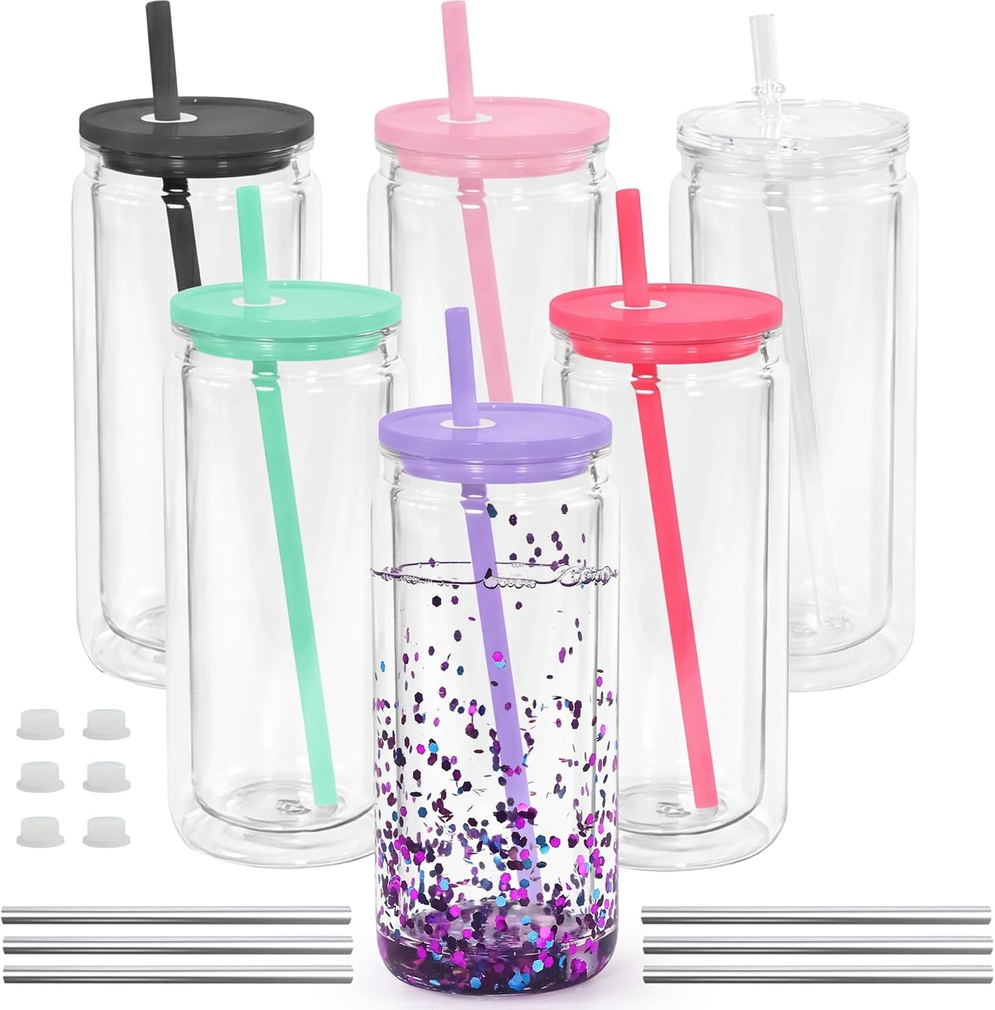 20oz Acrylic Snow Globe Tumblers - 6 lid/straw options