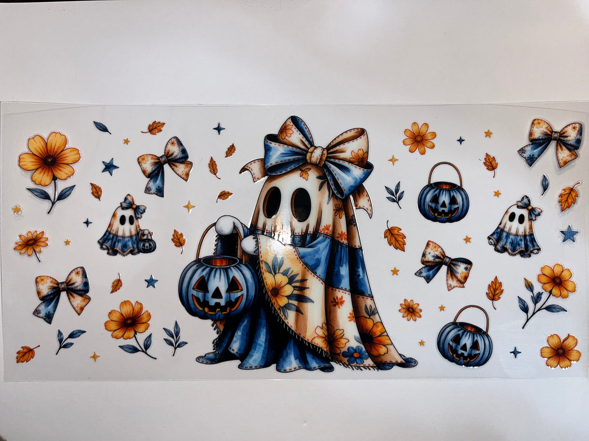 Blue & White Trick-or-Treating Ghost - Halloween