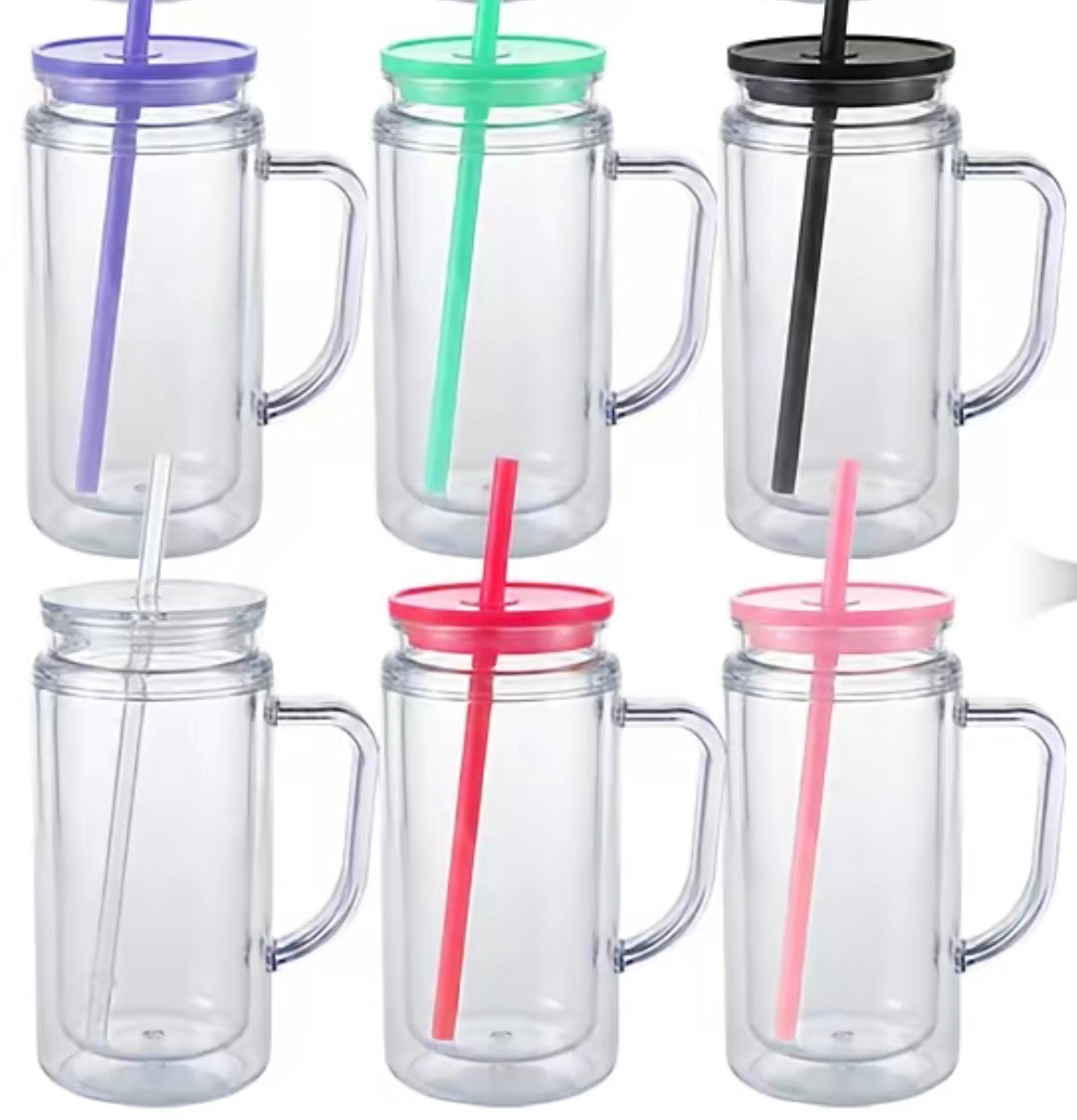 16oz Acrylic Snow Globe Tumbler with Handle