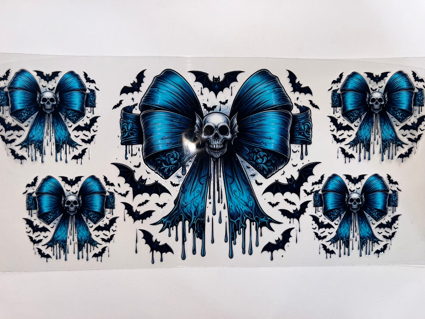 Blue Bow with Skull