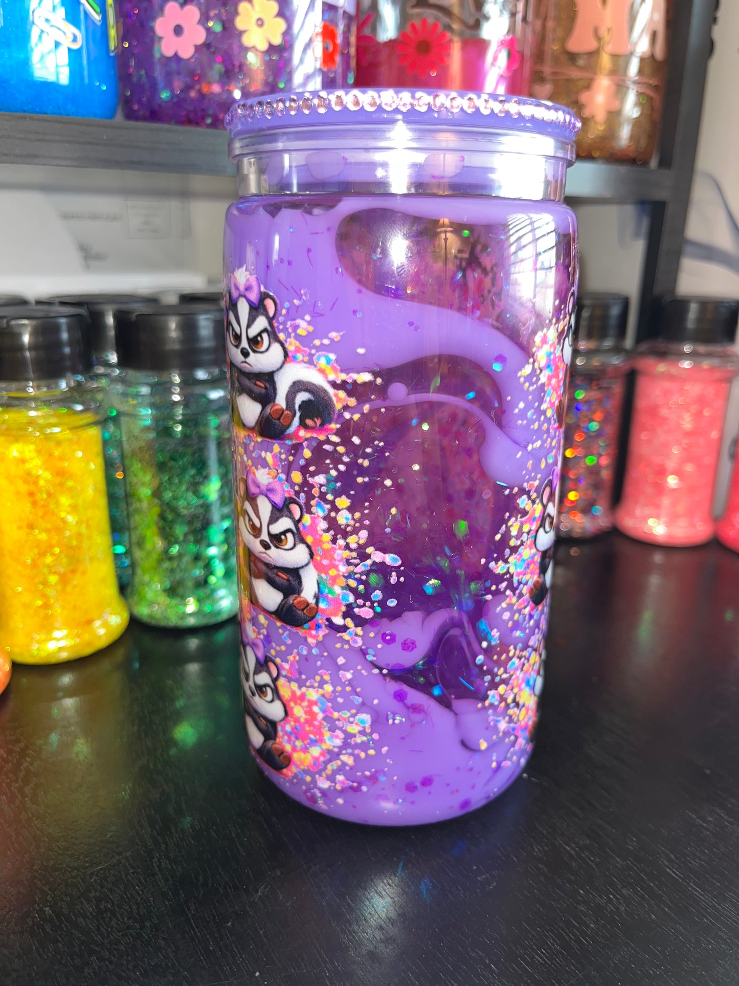 Angry Skunk Purple Lava Snow Globe Tumbler