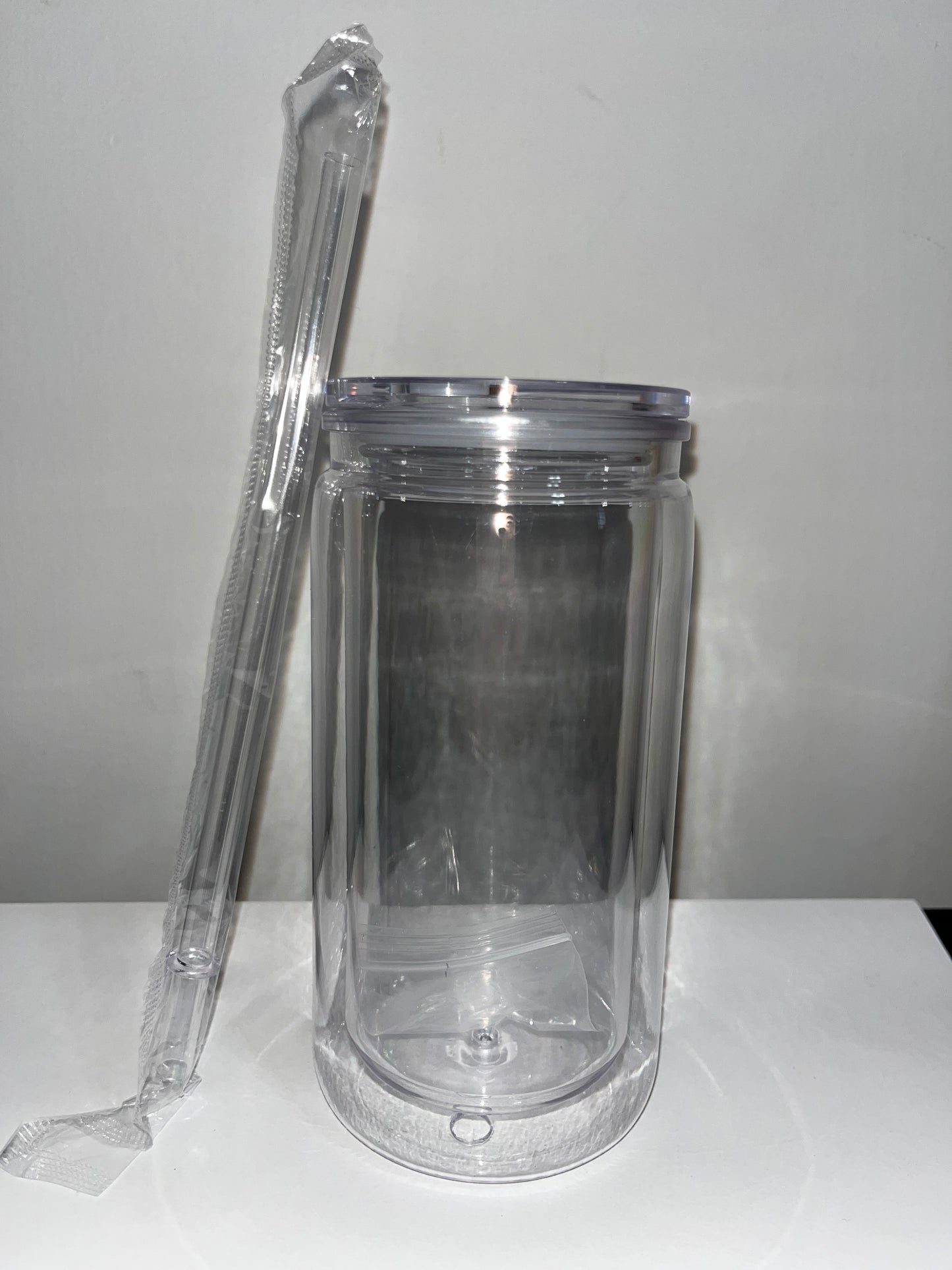 16oz Acrylic Snow Tumbler - Clear Lid and Straw