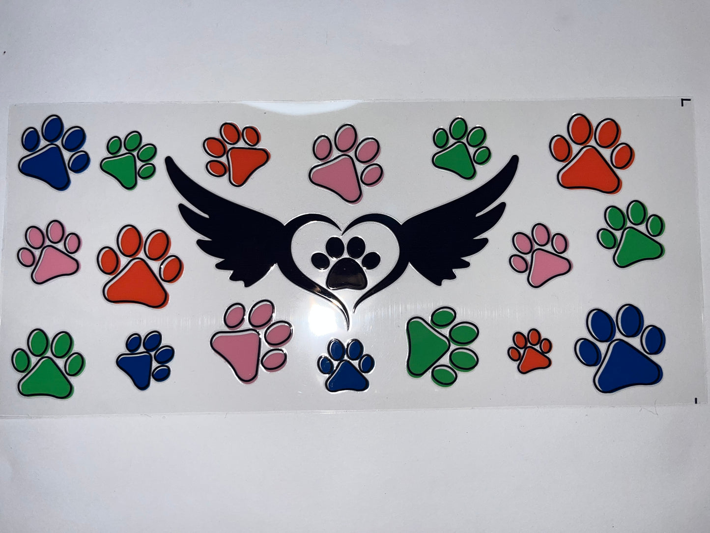 Colorful Paw Prints with Heart