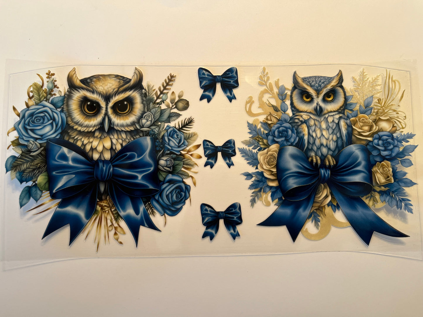 Owls with Blue Bows