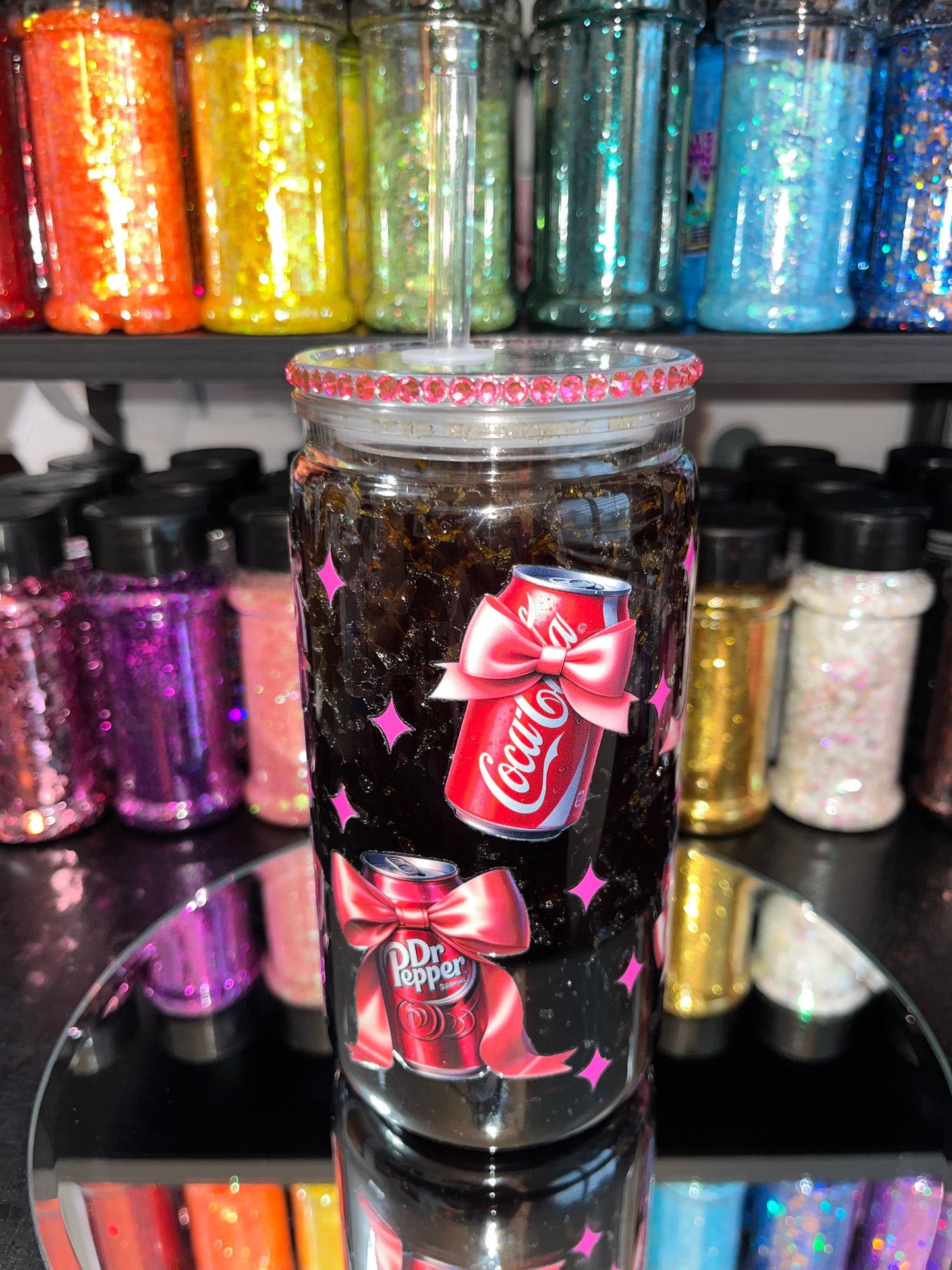 Dr Pepper & Coke with Pink Bows Soda Cup