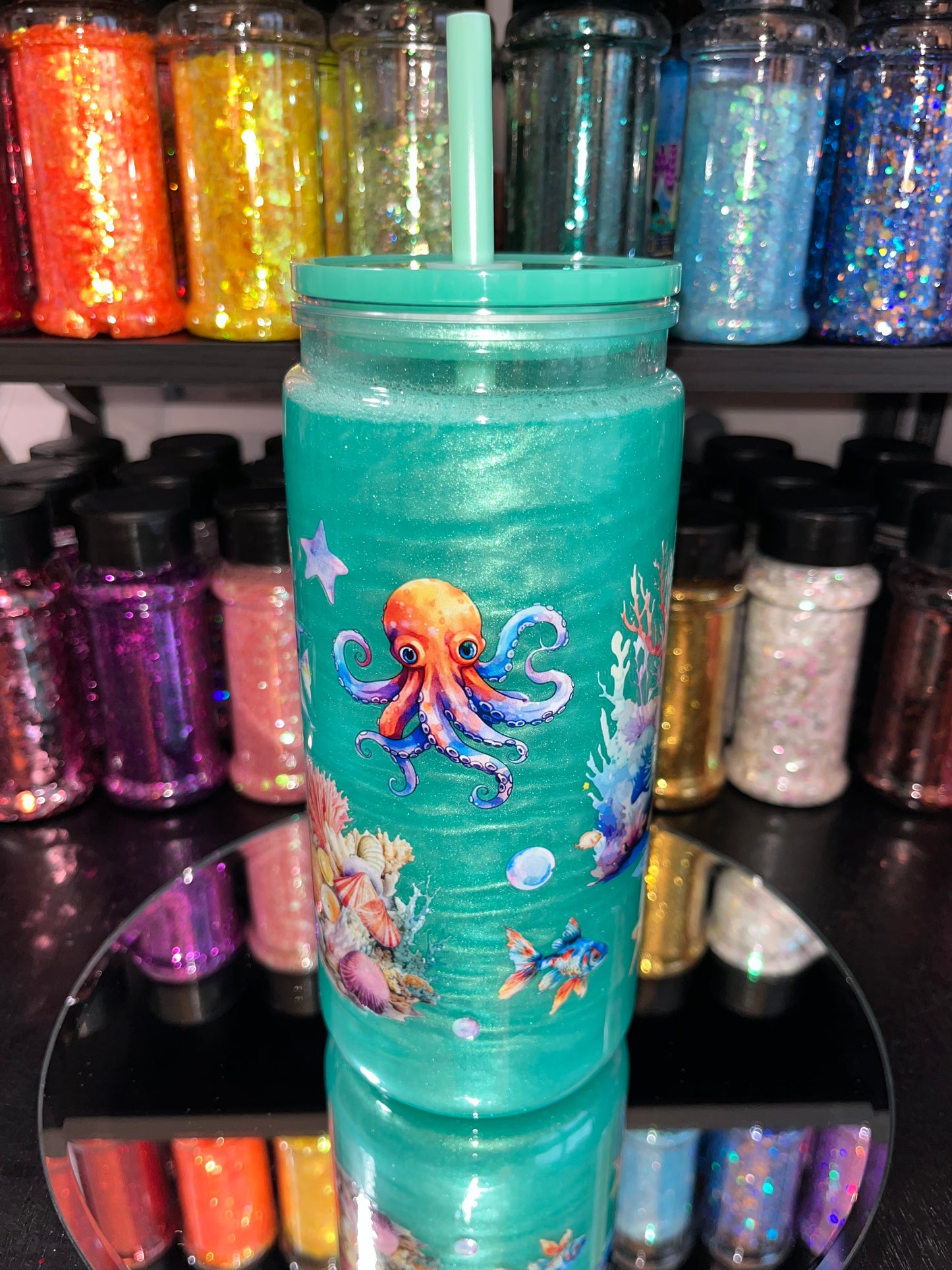 Under The Sea Mica Snow Globe Tumbler