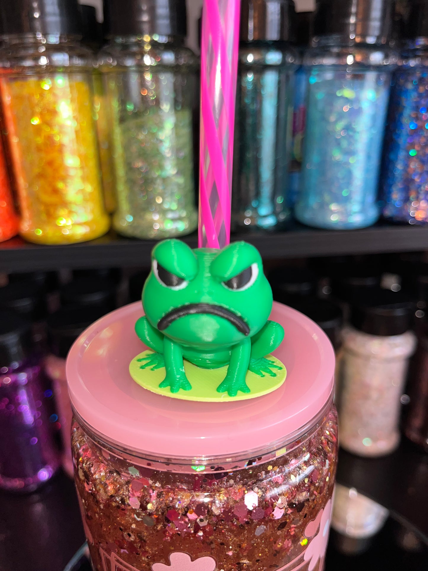 Angry Frog Straw Topper