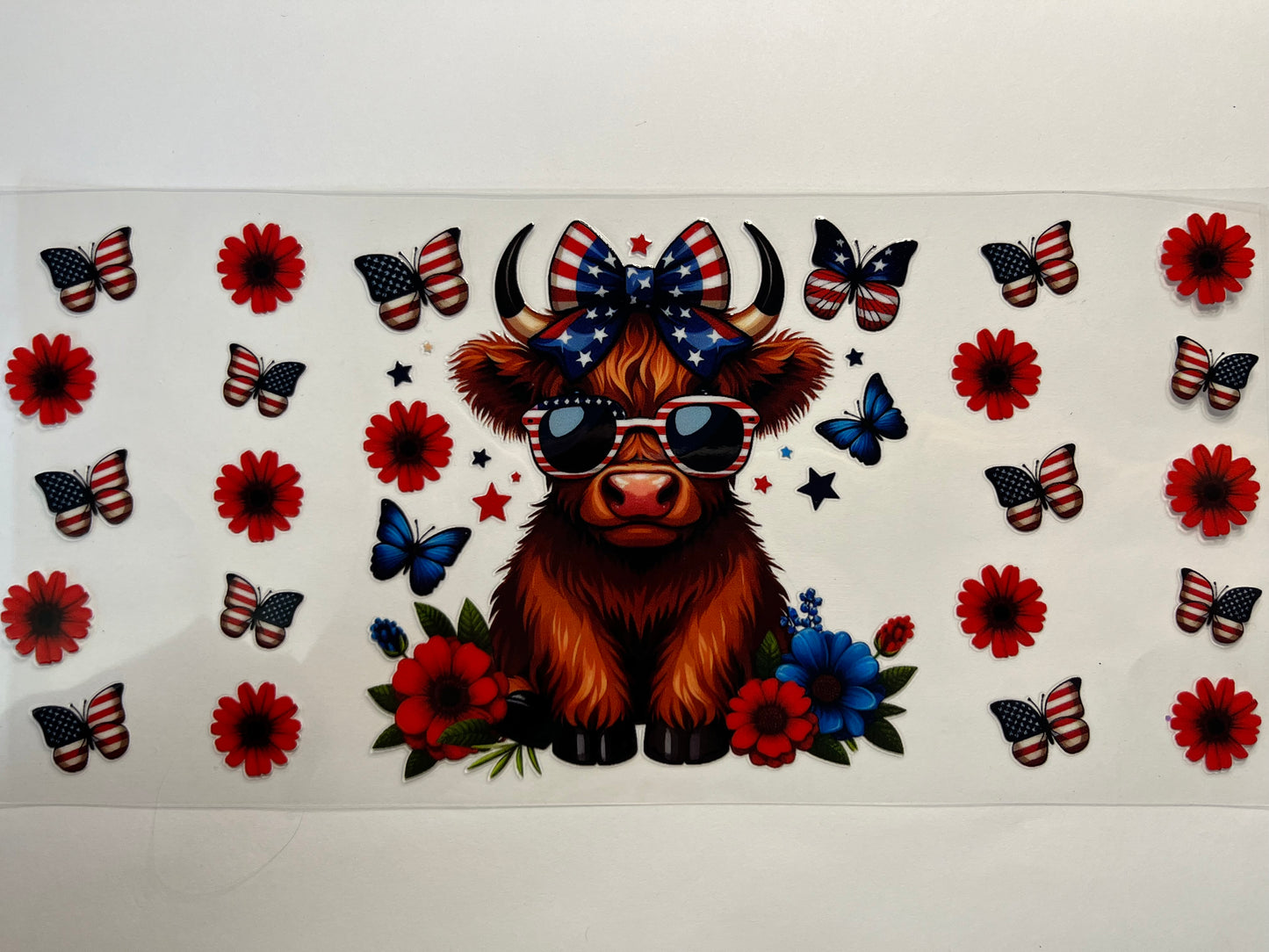 Red White & Blue Highland Cow