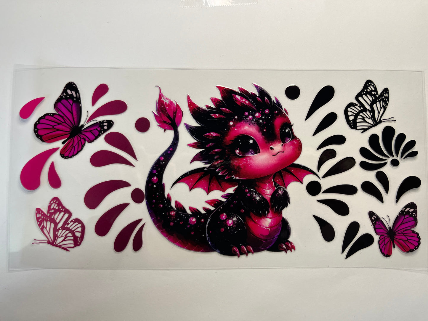 Baby Dragon with Pink Butterflies