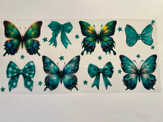 Teal Butterflies with Bows