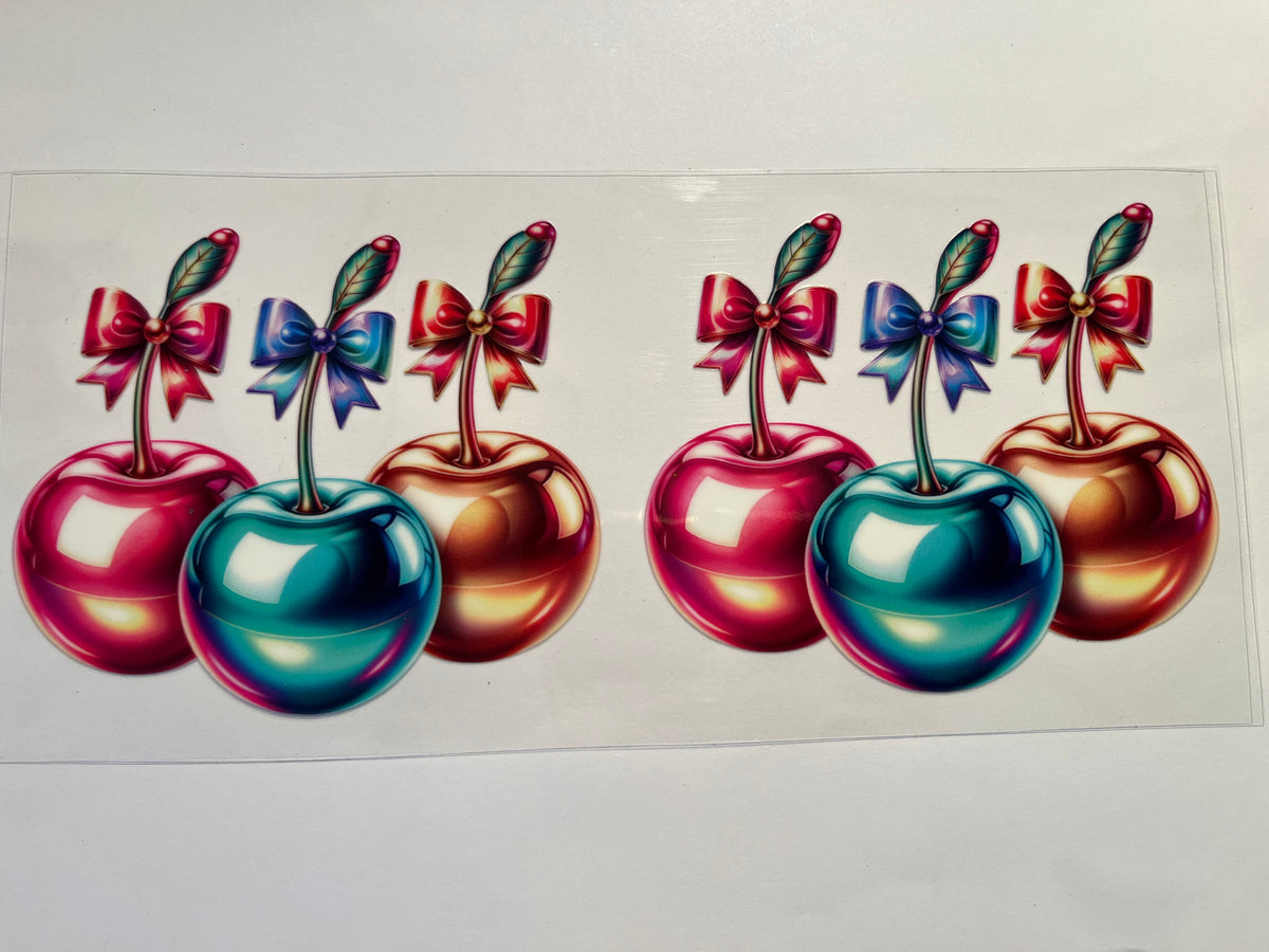 Pink Teal & Gold Cherries