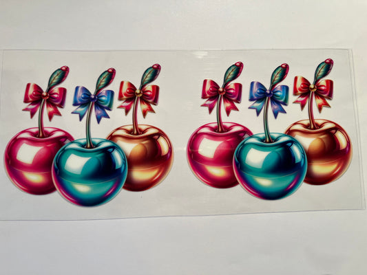 Pink Teal & Gold Cherries
