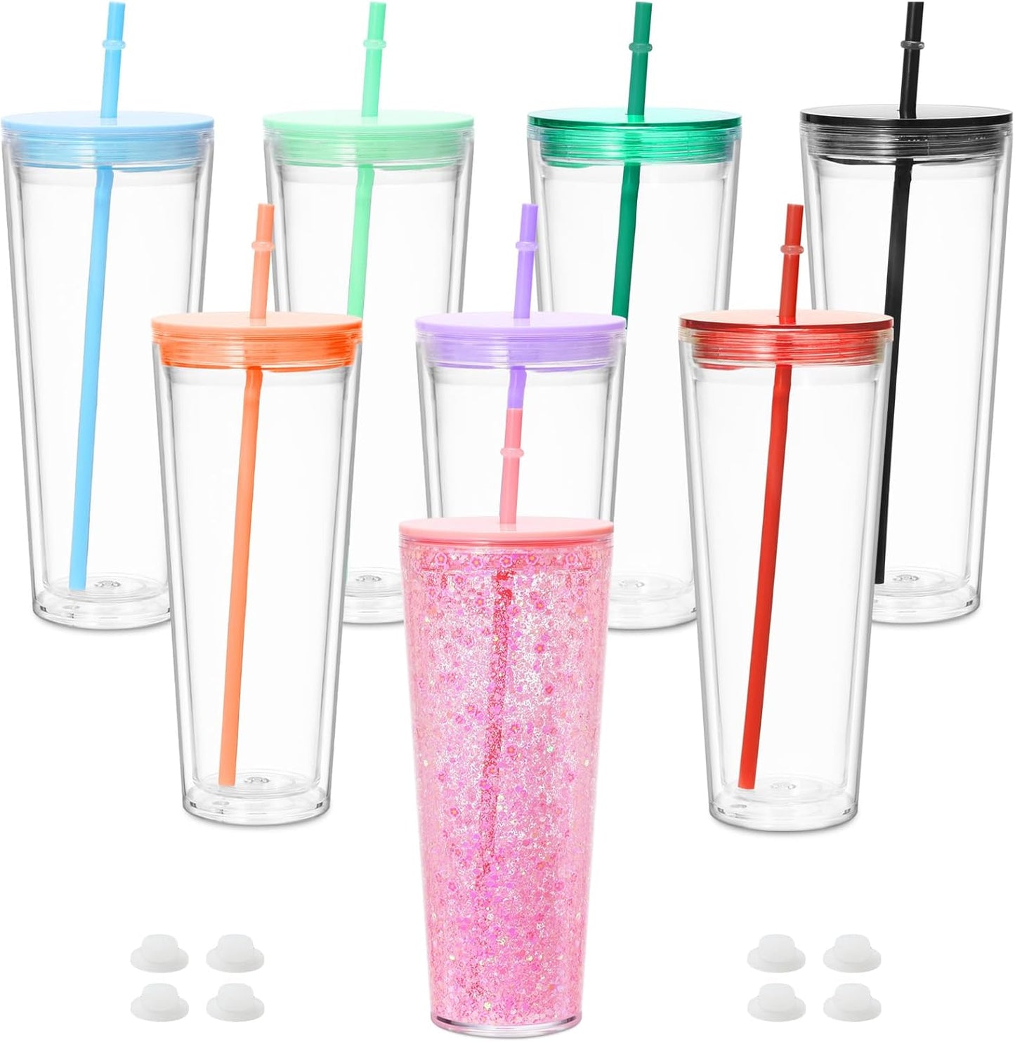 24oz Acrylic Snow Globe Tumbler with - Various Lid/Straw Colors