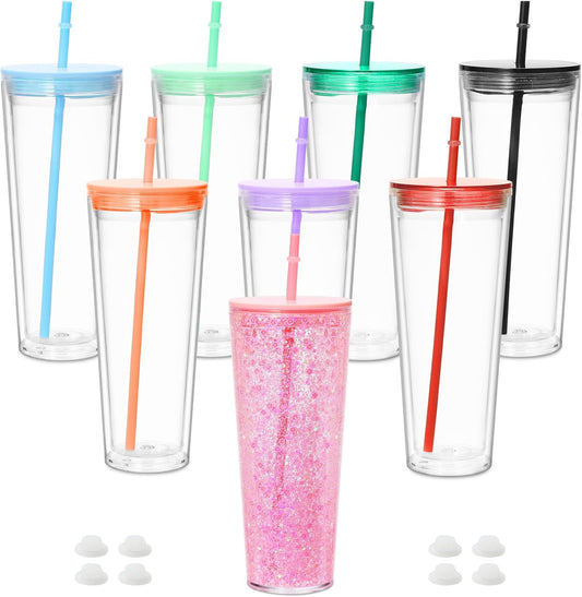 24oz Acrylic Snow Globe Tumbler with - Various Lid/Straw Colors