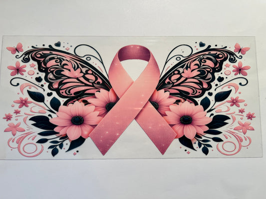 Butterfly with Pink Ribbon
