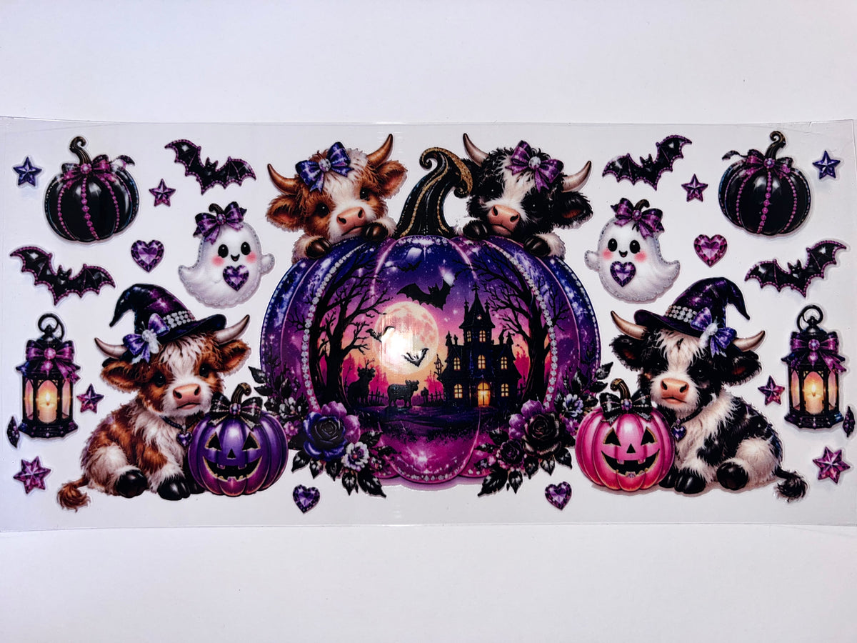 Purple Pumpkin with Highland Cow - Halloween