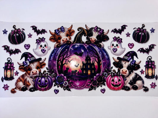 Purple Pumpkin with Highland Cow - Halloween