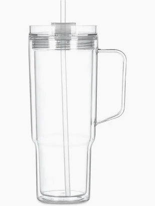 30oz Acrylic Snow Globe Tumbler with Handle - Clear Lid & Straw