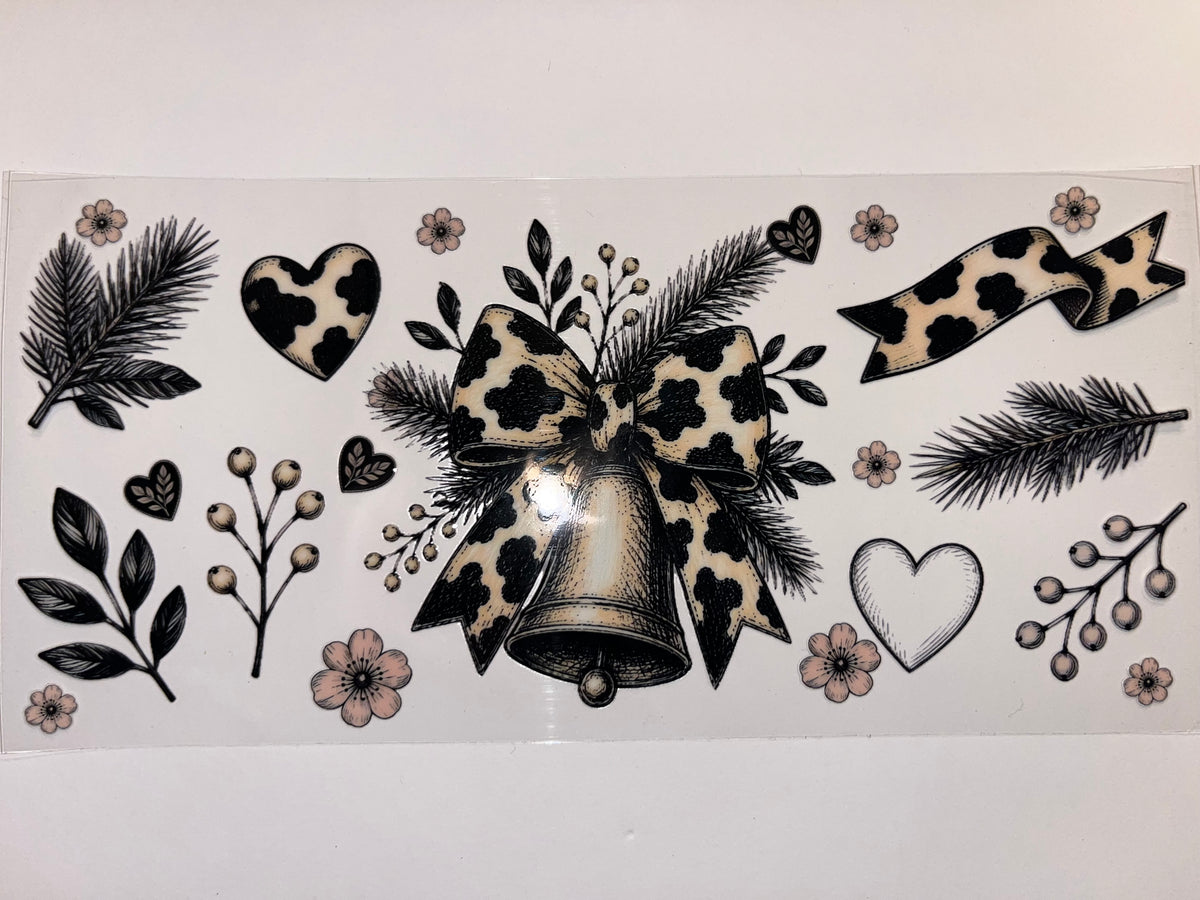 Bell with Cow Print Bow - Winter