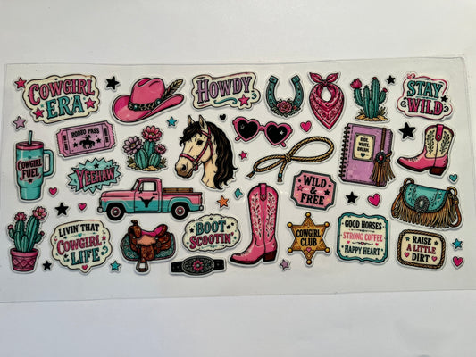 Pink & Teal Cowboy - Western