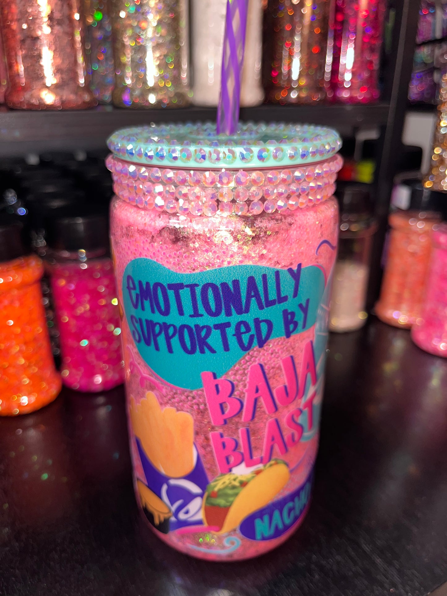 Taco Bell with Dry Glitter & Bling Lid