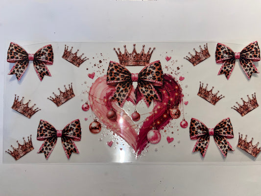 Pink Heart with Leopard Bows & Crowns - Girly