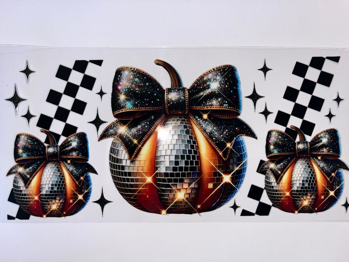 Disco Pumpkins with Black Bows - Halloween