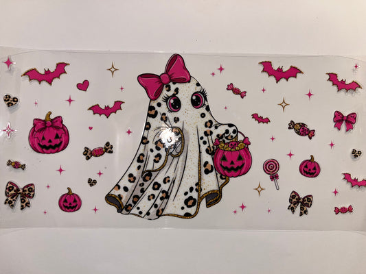 Leopard Ghost with Pink - Halloween