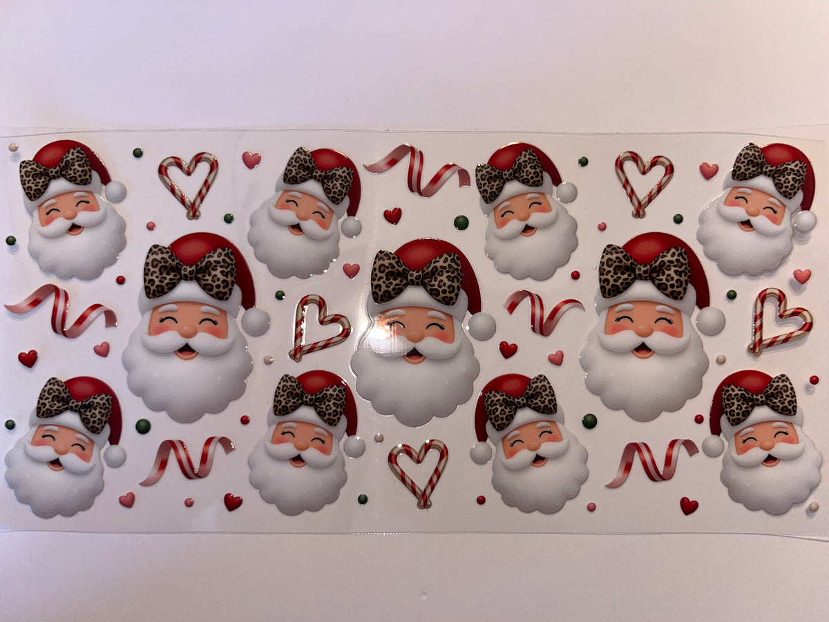 Santa with Leopard Bows - Christmas