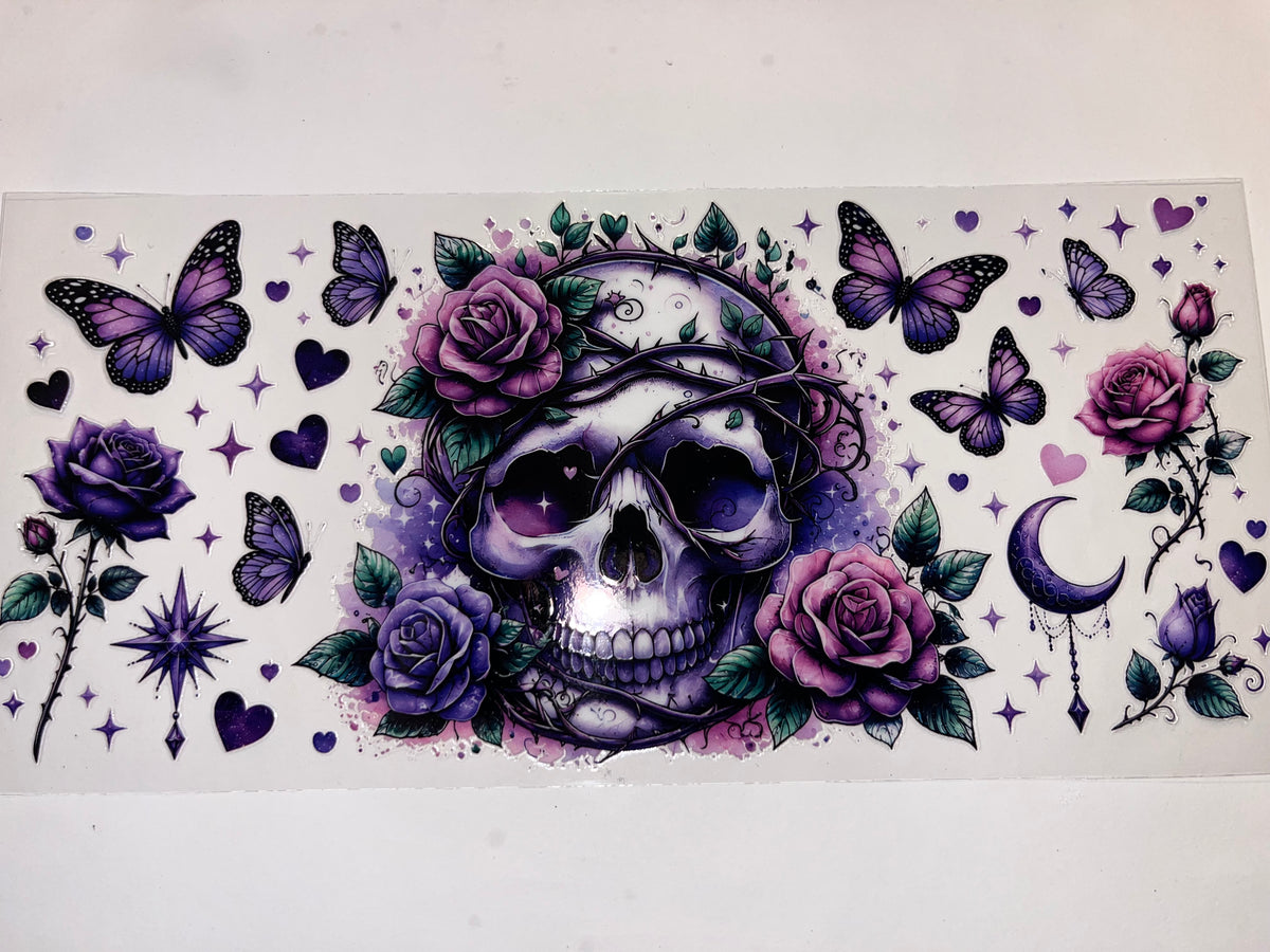 Purple Flowers & Skull