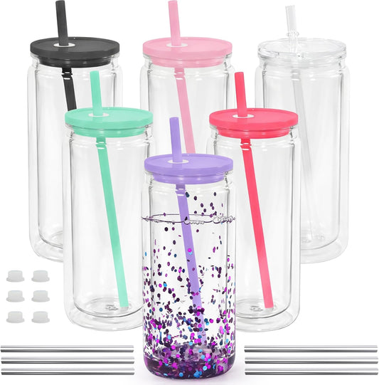 20oz Acrylic Snow Globe Tumblers - 6 lid/straw options