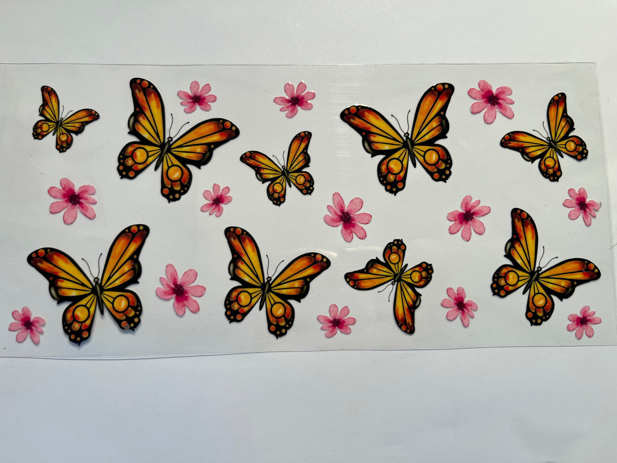 Butterflies & Pink Flowers