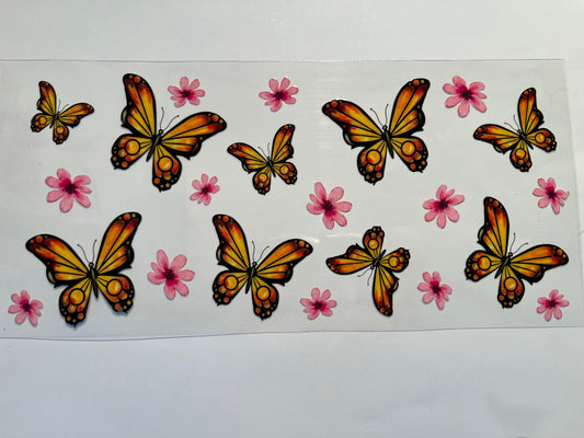 Butterflies & Pink Flowers