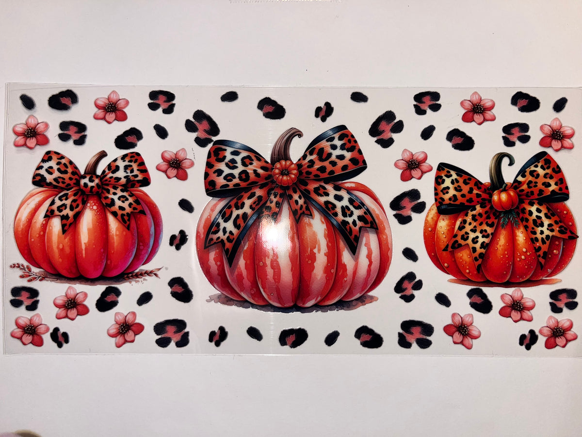 Pumpkins with Cheetah Bows - Fall