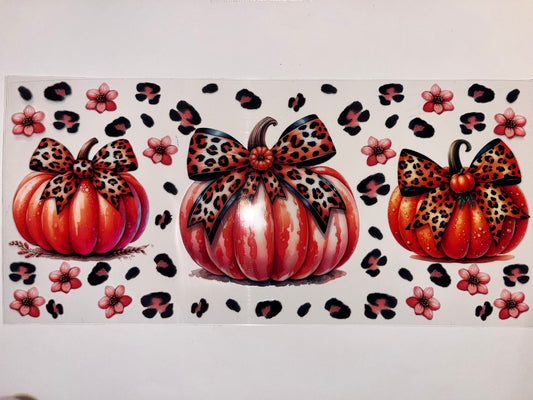 Pumpkins with Cheetah Bows - Fall