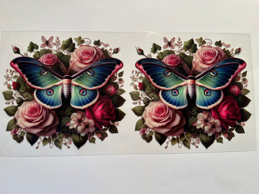 Teal Butterflies & Flowers