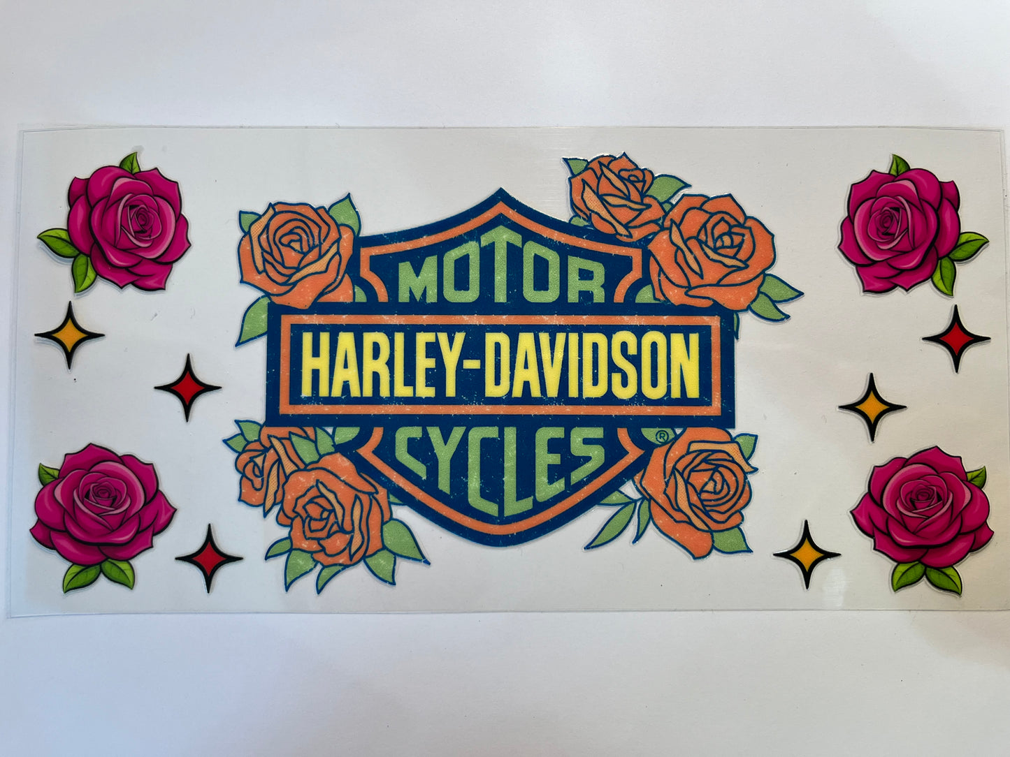 Harley with Pink & Orange Roses