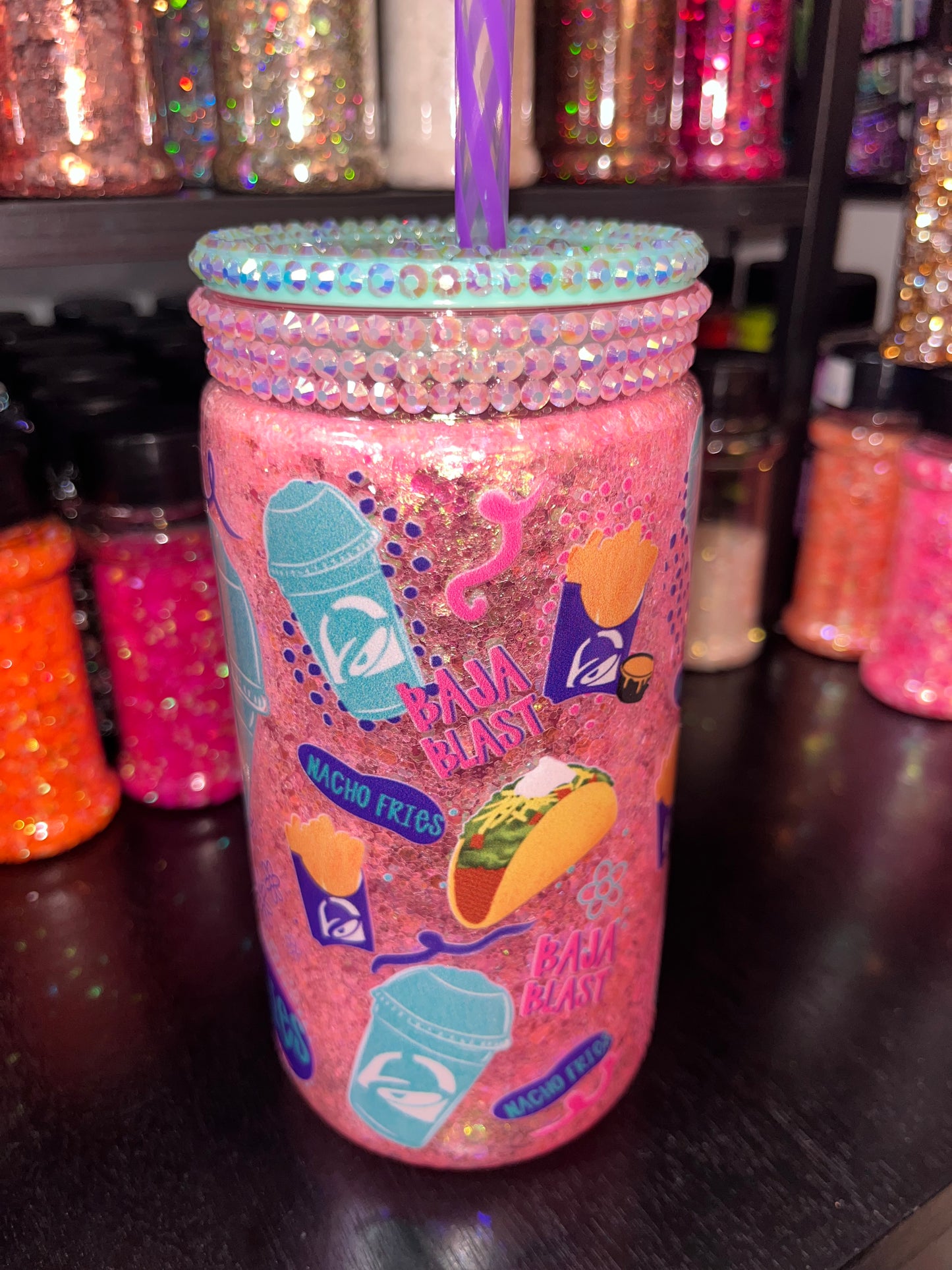 Taco Bell with Dry Glitter & Bling Lid