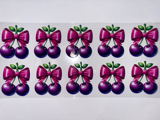 Purple Cherries with Pink Bows
