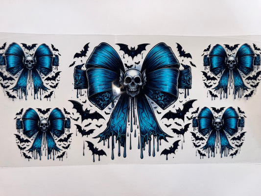 Blue Bow with Skull