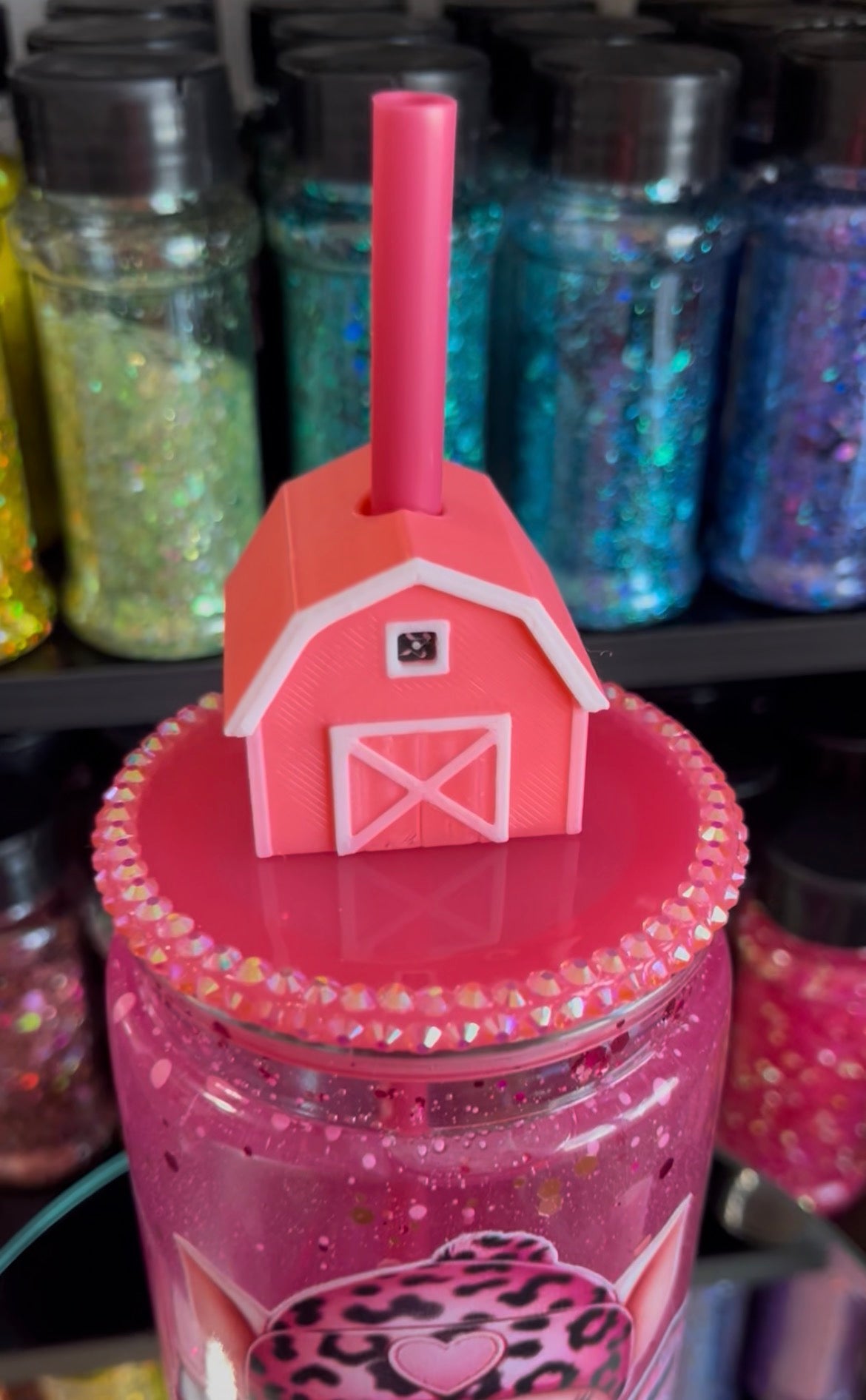 Pink Pig with Barn Dual Lava