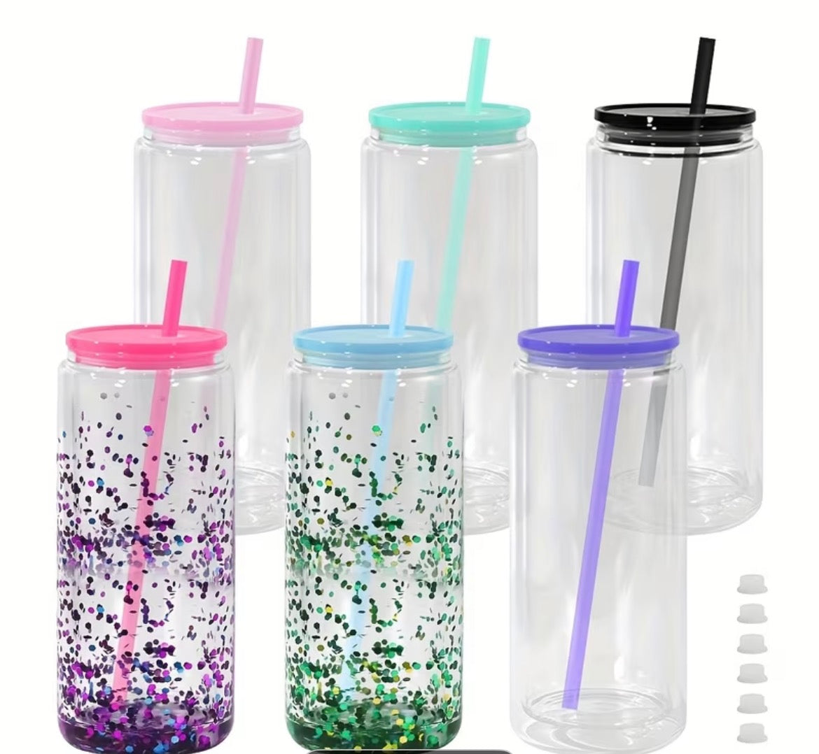 20oz Acrylic Snow Globe Tumblers - 6 lid/straw options