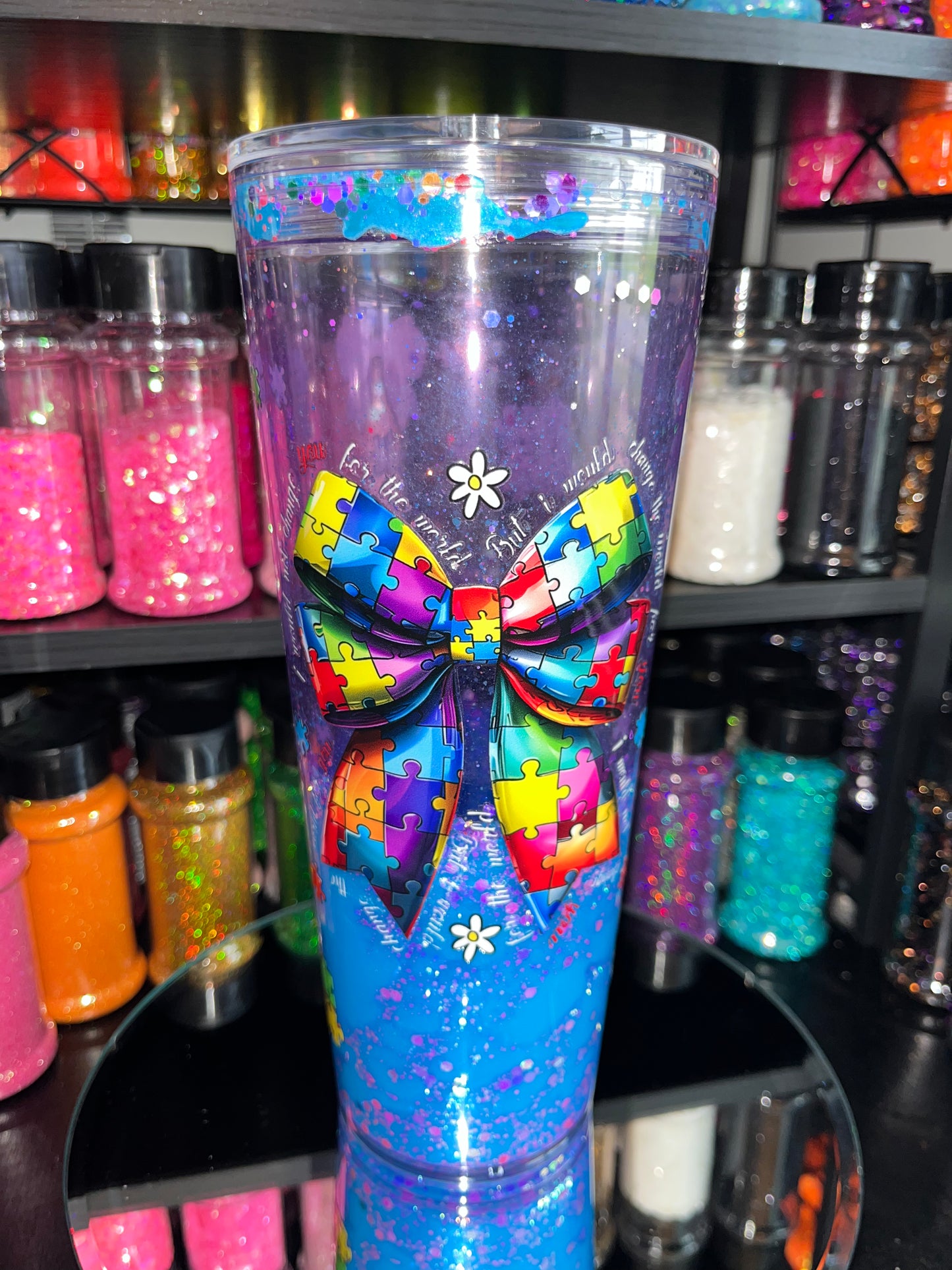 Autism Bow - Purple & Blue Lava