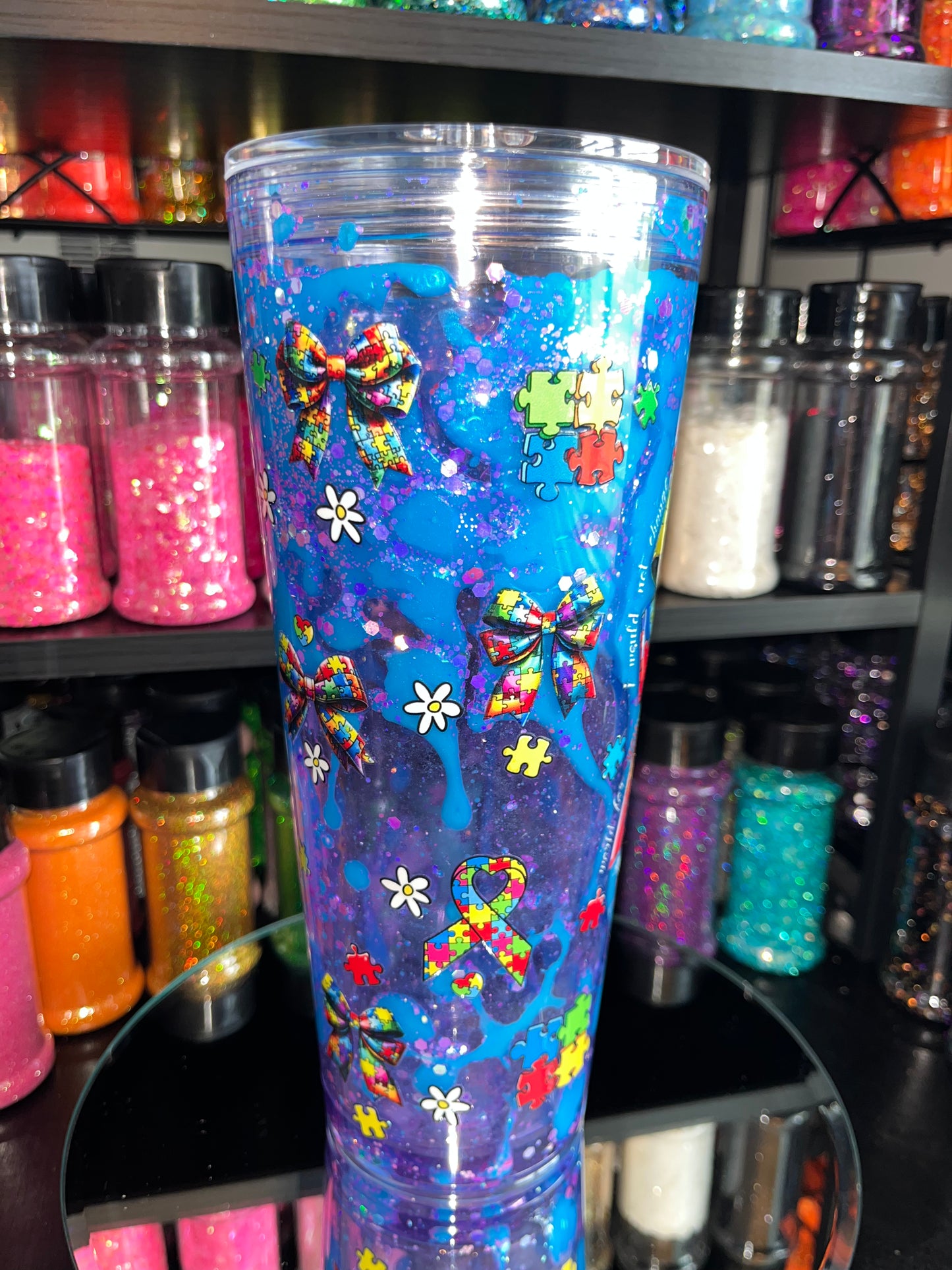 Autism Bow - Purple & Blue Lava