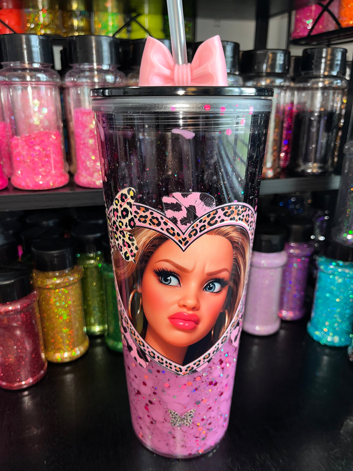Crashout Barbie with Pink & Black Leopard