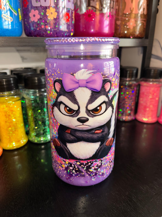 Angry Skunk Purple Lava Snow Globe Tumbler