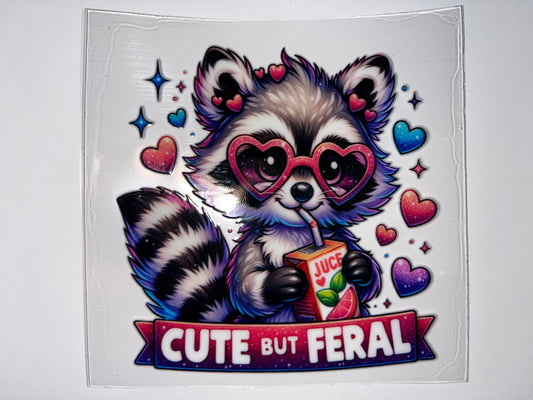 Raccoon Cute but Feral - Small Decal