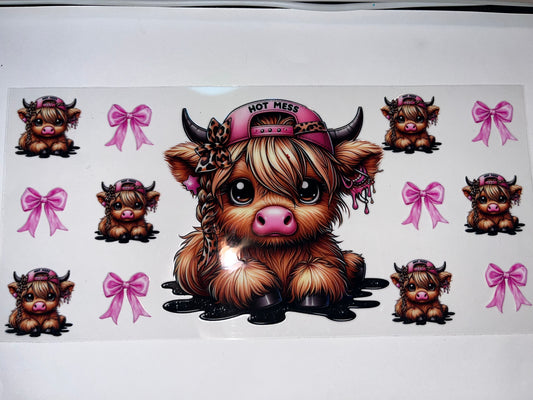 Hot Mess Cow with Pink Hat